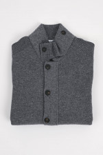 Strickjacke aus Schurwolle in Grau meliert