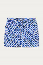 Badeshorts mit Print in Navy/Weiß