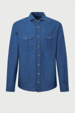 Denim Cargo Hemd in Mittelblau