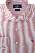 Gestreiftes Hemd in Rost/Weiß