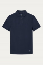 Poloshirt mit gemustertem Unterkragen in Navy