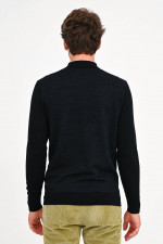 Longsleeve Poloshirt mit Reißverschluss in Schwarz
