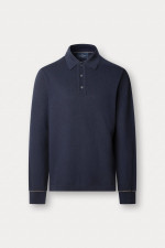 Langarm Polo-Shirt aus Baumwolle in Navy