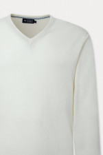 Baumwoll-Cashmere Pullover mit Patches in Weiß