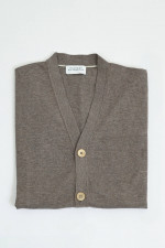 Seiden-Mix Strickjacke in Taupe