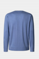 Woll-Seiden-Mix Pullover mit V-Neck in Sea Blue