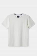 T-Shirt mit gesticktem Logo-Detail in Off White