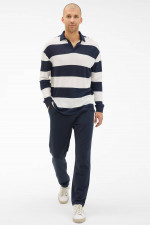 Longsleeve Poloshirt in Navy/Weiß