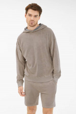 Frottee Hoodie in Taupe