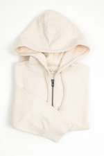 Curly-Sweatshirtjacke in Creme