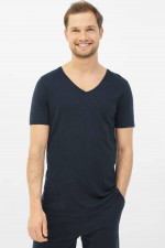 T-Shirt mit V-Ausschnitt in Navy