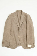 Sakko aus Woll-Leinen-Mix in Beige meliert