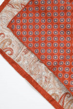 Einstecktuch aus Seide in Rot/Beige gemustert
