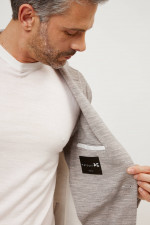 Sakko aus Schurwoll-Baumwoll-Mix in Grau meliert