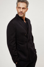 Doppelreiher aus Schurwoll-Baumwoll-Mix in Schwarz