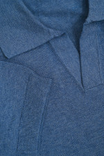 Seiden-Mix Polo-Shirt in Jeansblau