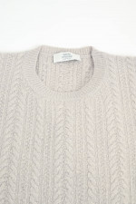 Zopfstrickpullover aus Cashmere-Woll-Mix in Natur
