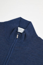 Feinstrick-Jacke aus Wolle in Dunkelblau