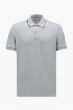 Poloshirt mit Kontrast-Streifen in Grau