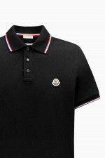 Poloshirt mit Streifen-Details in Schwarz