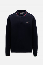 Langarm Poloshirt mit Kontrast-Streifen in Navy