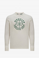 Sweatshirt mit MONCLER Schriftzug in Creme/Grün