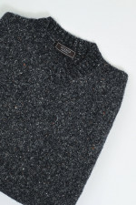 Strickpullover aus Alpaka-Mix in Grau/Weiß meliert