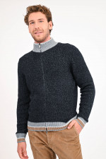 Melierte Strickjacke mit Cashmere in Anthrazit