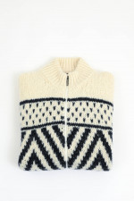 Strickjacke mit Norwegermuster in Creme/Navy