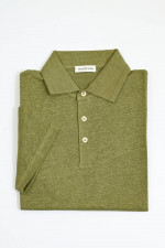 Poloshirt aus Leinen in Grün