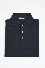 Poloshirt aus Leinen in Anthrazit