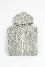 Hoodie aus Grobstrick in Grau/Weiß-Melange