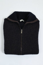 Strickweste aus Wolle in Navy/Braun