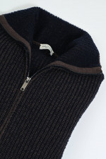 Strickweste aus Wolle in Navy/Braun