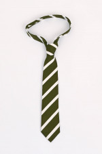 Gestreifte Krawatte in Oliv/Weiß
