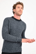 Melierter Strickpullover in Dunkelgrau