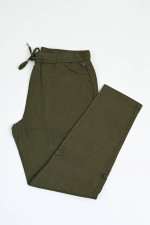 Hose aus Leinen-Baumwoll-Mix in Khaki