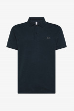 Polo-Shirt aus Leinen-Baumwoll-Mix in Navy