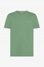 Kurzarm-Shirt aus Baumwoll-Leinen in Verde Salvia