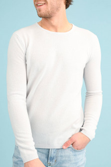 Cashmere Pullover mit Rundhals in Hellgrau