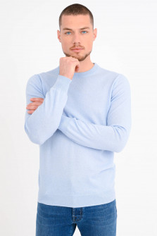 Rundhals-Pullover aus Cashmere in Hellblau