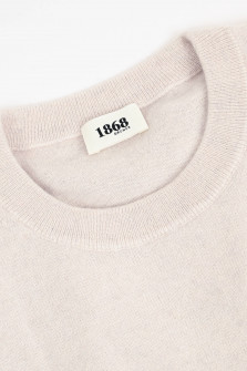 Cashmerepullover mit Rundhals in Hellbeige