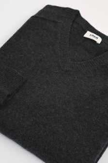 Cashmere V-Neck Pullover in Anthrazit