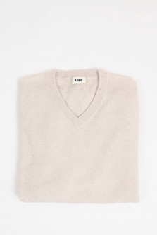 Cashmerepullover mit V-Neck in Hellbeige