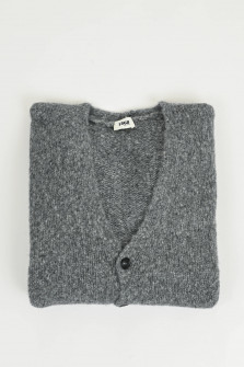 Strickweste aus Woll-Mix in Grau meliert