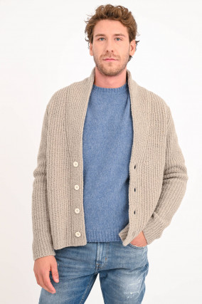 Chunky Cardigan aus Wolle in Beige