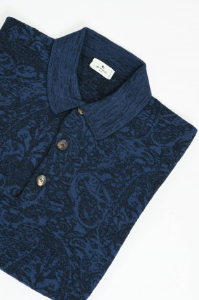 Ton-in-Ton gemustertes Polo in Navy