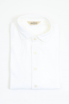 Langarm Polo-Shirt in Weiß