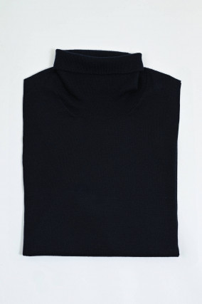 Rollkragenpullover aus Cashmere-Seide-Mix in Navy