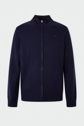 Strickjacke aus Lammwolle in Navy
